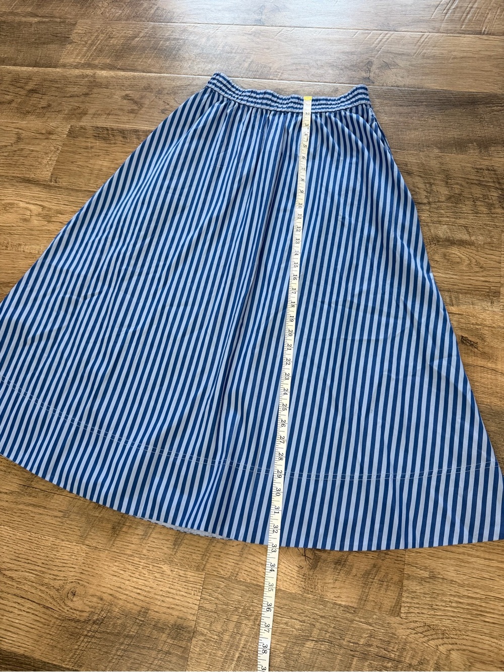 Madewell NWT Dark Blue & Light Blue Striped Cotton Midi Skirt Pockets Size - Picture 4 of 8